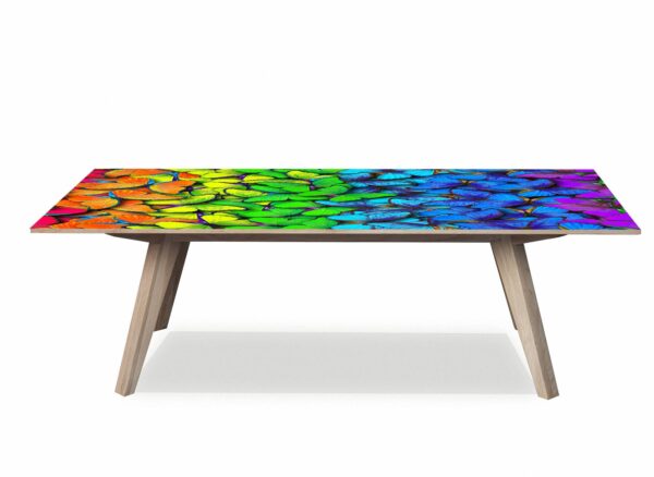 Rainbow Butterflies Table Wrap Sticker Laminated Vinyl Cover Self-Adhesive for Desk and Tables