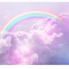 Rainbow in the Clouds Table Wrap Sticker Laminated Vinyl Cover Self-Adhesive for Desk and Tables