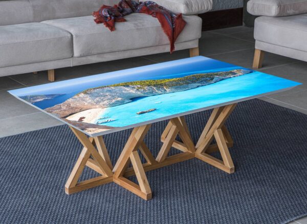 Ocean Island View Table Wrap Sticker Laminated Vinyl Cover Self-Adhesive for Desk and Tables