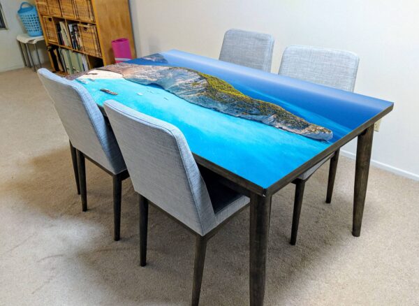 Ocean Island View Table Wrap Sticker Laminated Vinyl Cover Self-Adhesive for Desk and Tables