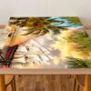 Pirates Palm Beach View Table Wrap Sticker Laminated Vinyl Cover Self-Adhesive for Desk and Tables
