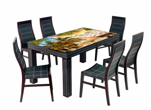 Pirates Palm Beach View Table Wrap Sticker Laminated Vinyl Cover Self-Adhesive for Desk and Tables