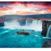 Island Waterfalls Table Wrap Sticker Laminated Vinyl Cover Self-Adhesive for Desk and Tables