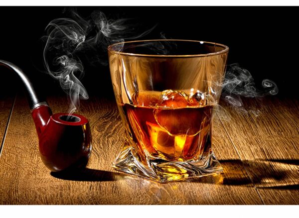 Whiskey with Ice & Pipe Table Wrap Sticker Laminated Vinyl Cover Self-Adhesive for Desk and Tables