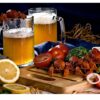 Pint of Beer Crayfish Table Wrap Sticker Laminated Vinyl Cover Self-Adhesive for Desk and Tables