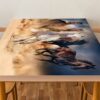 Galloping Horses in Dust Table Wrap Sticker Laminated Vinyl Cover Self-Adhesive for Desk and Tables