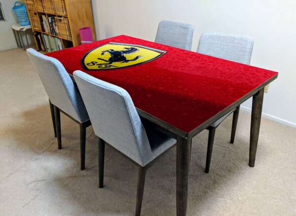 Ferrari Logo Car Table Wrap Sticker Laminated Vinyl Cover Self-Adhesive for Desk and Tables