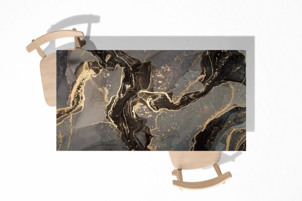 Gold and Black Marble Table Wrap Sticker Laminated Vinyl Cover Self-Adhesive for Desk and Tables