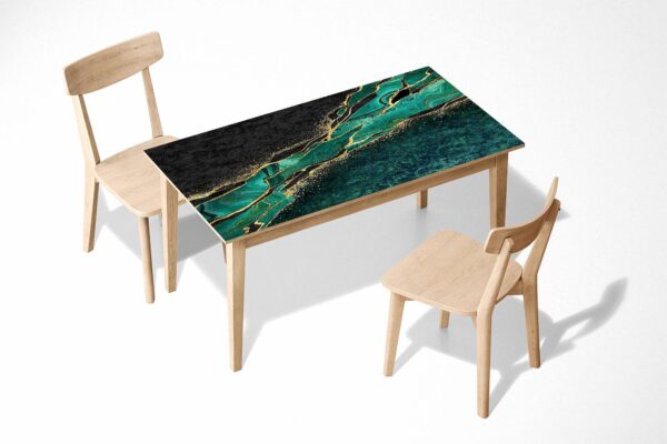 Green Marble Abstract Table Wrap Sticker Laminated Vinyl Cover Self-Adhesive for Desk and Tables