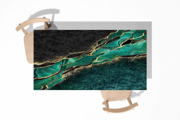 Green Marble Abstract Table Wrap Sticker Laminated Vinyl Cover Self-Adhesive for Desk and Tables