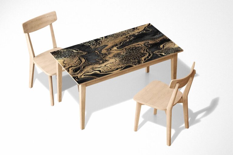 Artistic Gold Marble Table Wrap Sticker Laminated Vinyl Cover Self-Adhesive for Desk and Tables