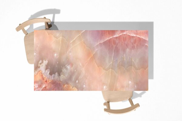 Pink Marble Texture Table Wrap Sticker Laminated Vinyl Cover Self-Adhesive for Desk and Tables