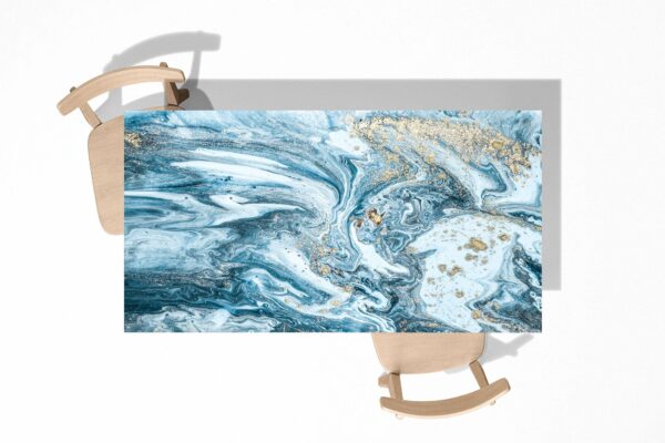 Blue Marble Texture Table Wrap Sticker Laminated Vinyl Cover Self-Adhesive for Desk and Tables