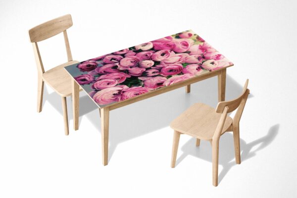 Blooming Peonies Flower Table Wrap Sticker Laminated Vinyl Cover Self-Adhesive for Desk and Tables