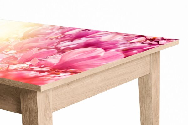 Pink Flowers Background Table Wrap Sticker Laminated Vinyl Cover Self-Adhesive for Desk and Tables