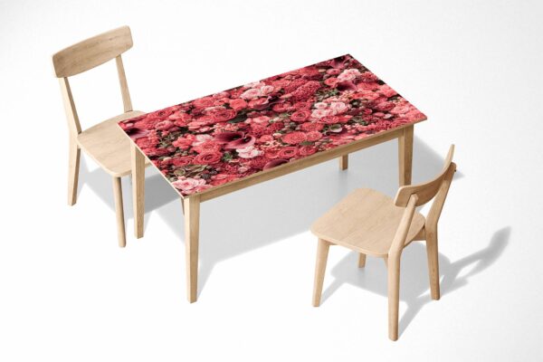 Background of flowers Table Wrap Sticker Laminated Vinyl Cover Self-Adhesive for Desk and Tables