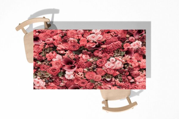 Background of flowers Table Wrap Sticker Laminated Vinyl Cover Self-Adhesive for Desk and Tables