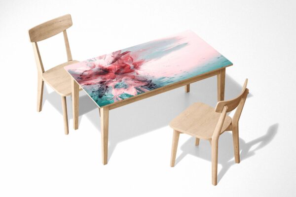 Ink Painting Flower Table Wrap Sticker Laminated Vinyl Cover Self-Adhesive for Desk and Tables