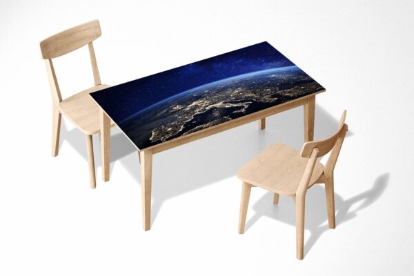 View Europe from Space Table Wrap Sticker Laminated Vinyl Cover Self-Adhesive for Desk and Tables