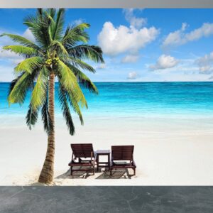 Relaxing Beach & Palma View Wallpaper Photo Wall Mural Wall UV Print Decal Wall Art Décor