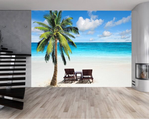 Relaxing Beach & Palma View Wallpaper Photo Wall Mural Wall UV Print Decal Wall Art Décor