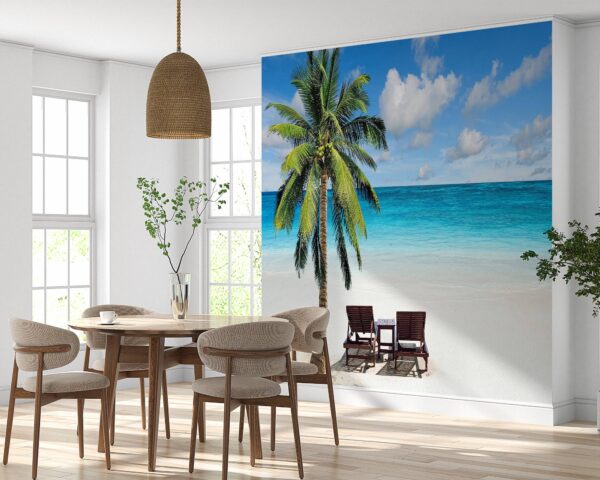 Relaxing Beach & Palma View Wallpaper Photo Wall Mural Wall UV Print Decal Wall Art Décor