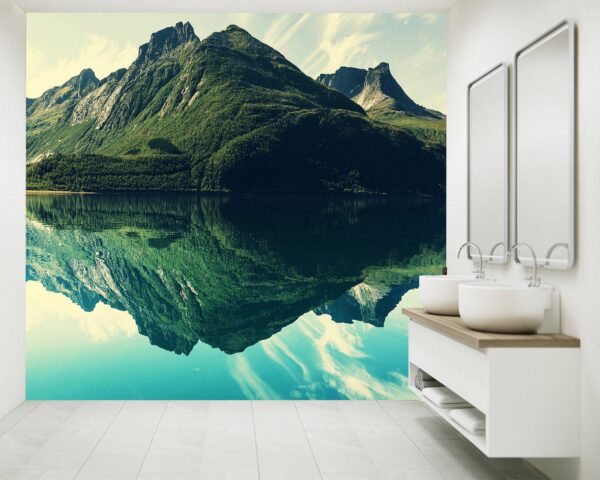 Mountain & River Landscape View Wallpaper Photo Wall Mural Wall UV Print Decal Wall Art Décor