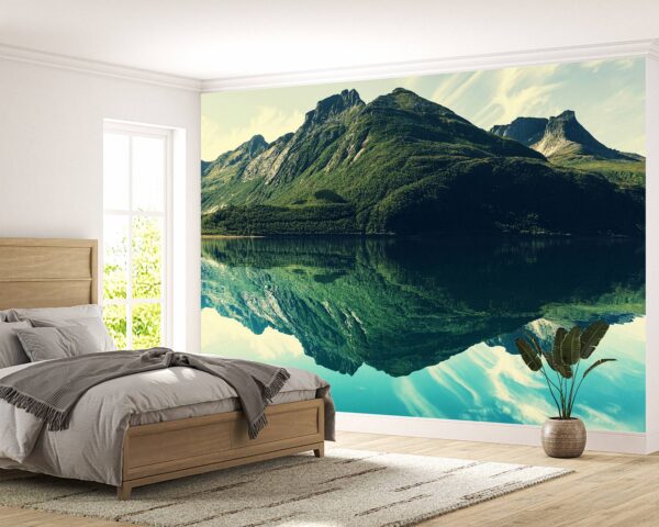 Mountain & River Landscape View Wallpaper Photo Wall Mural Wall UV Print Decal Wall Art Décor