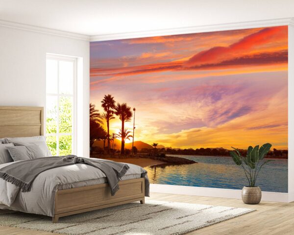 Sunset on the Beach View Wallpaper Photo Wall Mural Wall UV Print Decal Wall Art Décor