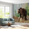 Waterproof vinyl wallpaper with bear design