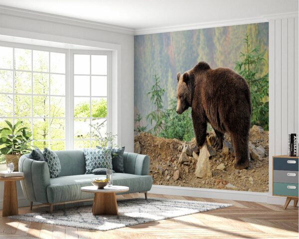 Waterproof vinyl wallpaper with bear design