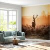 Office wall adorned with deer mural art