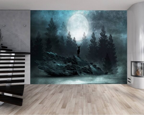 Self-adhesive deer wall mural roll