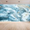 Blue & Gold Marble Effect Wallpaper Photo Wall Mural Wall UV Print Decal Wall Art Décor