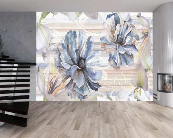 Abstract flowers design for living room