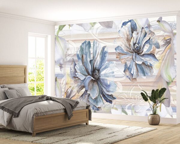 Unique Abstract Flowers Wallpaper Photo Wall Mural Wall UV Print Decal Wall Art Décor