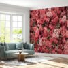 Waterproof living room wallpaper with vibrant red roses.