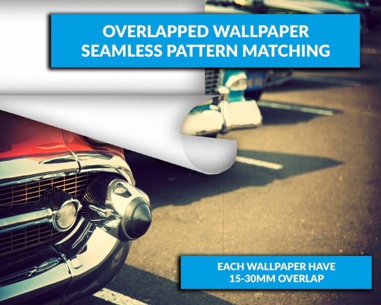 Vintage car design on peel and stick wallpaper