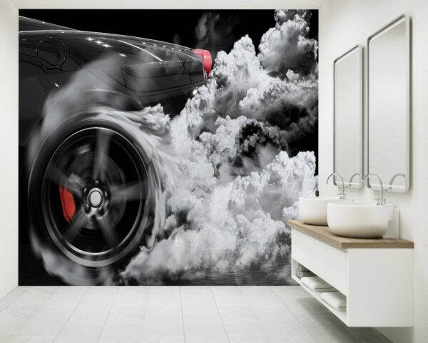 Supersport Car Burning Tyre Wallpaper Photo Wall Mural Wall UV Print Decal Wall Art Décor