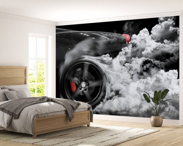 Supersport Car Burning Tyre Wallpaper Photo Wall Mural Wall UV Print Decal Wall Art Décor