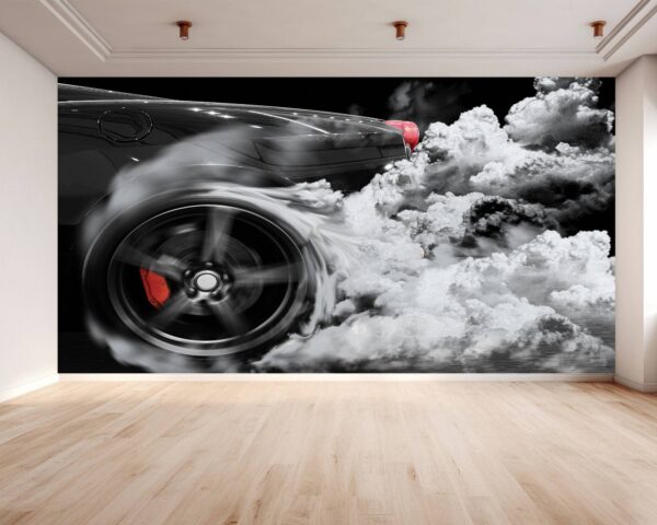 Supersport Car Burning Tyre Wallpaper Photo Wall Mural Wall UV Print Decal Wall Art Décor