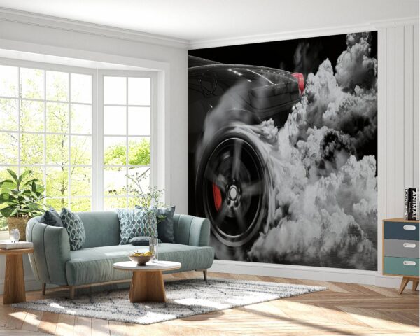 Supersport Car Burning Tyre Wallpaper Photo Wall Mural Wall UV Print Decal Wall Art Décor