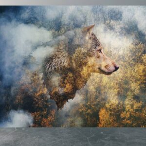 Peel and stick wolf wall mural roll