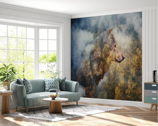 Waterproof wolf-themed wall mural