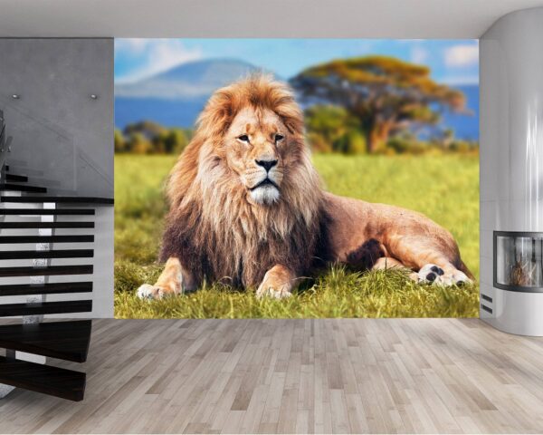 Self-adhesive lion wall paper roll