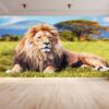 Relaxing Lion in Safari Wallpaper Photo Wall Mural Wall UV Print Decal Wall Art Décor