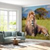 Relaxing Lion in Safari Wallpaper Photo Wall Mural Wall UV Print Decal Wall Art Décor