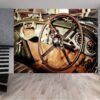 Teenager room wall adorned with vintage dashboard mural