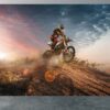 Office wall transformed with motocross racing mural