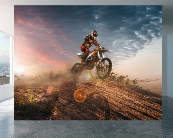 Office wall transformed with motocross racing mural